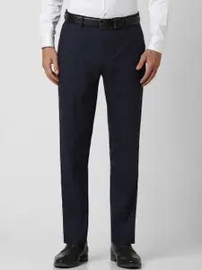 Peter England Men Checked Slim Fit Formal Trousers