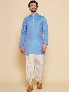 Sethukrishna Mandarin Collar Regular Straight Kurta with Dhoti Pants