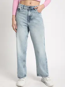 Bene Kleed Women Straight Fit High-Rise Heavy Fade Cotton Jeans