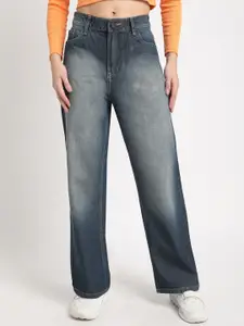 Bene Kleed Women Straight Fit Clean Look High-Rise Heavy Fade Cotton Jeans