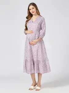 MeeMee Floral Print Maternity Fit & Flare Midi Dress