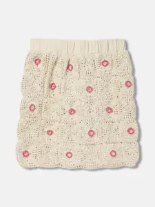 ELLE Girls Self-Design Pure Cotton  Straight Mini Skirt