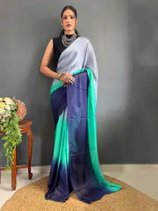Mitera Navy Blue & Grey Ombre Dyed Ready to Wear Saree