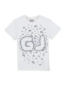 Gini and Jony Boys Typography Printed Cotton T-shirt