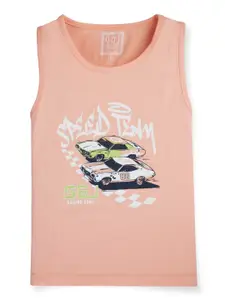 Gini and Jony Boys Typography Printed Round Neck Sleeveless Cotton T-shirt