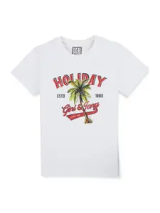 Gini and Jony Boys Typography Printed Cotton T-shirt