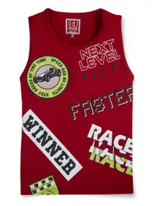 Gini and Jony Boys Typography Printed Extended Sleeves Cotton T-shirt