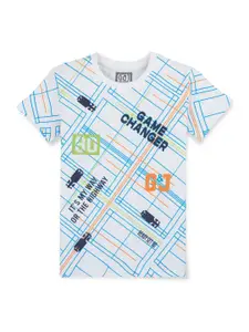 Gini and Jony Boys Geometric Checked Round Neck Short Sleeves Cotton T-shirt