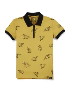 Gini and Jony Boys Graphic Printed Polo Collar Short Sleeves Cotton T-shirt