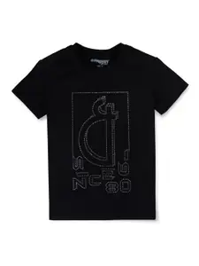 Gini and Jony Boys Typography Printed Round Neck Short Sleeves Cotton T-shirt