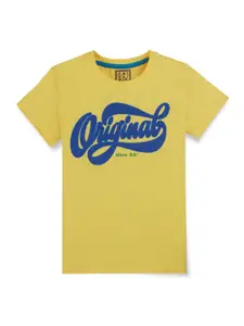 Gini and Jony Boys Typography Printed Cotton T-shirt