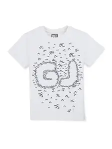 Gini and Jony Boys Typography Printed Round Neck Short Sleeves Cotton T-shirt