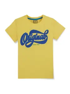 Gini and Jony Boys Typography Printed Cotton T-shirt