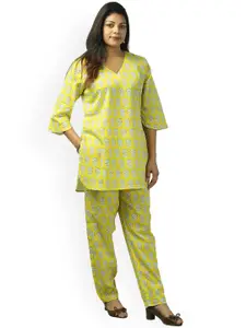 Freesia Array Floral Print Pure Cotton Top & Trousers Co-Ords
