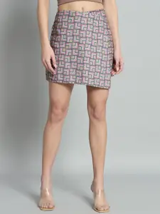 Chemistry Abstract Print Georgette Mini Skort Skirt