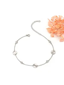 SILBERRY 925 Sterling Silver Rhodium Plated Crystals Anklet