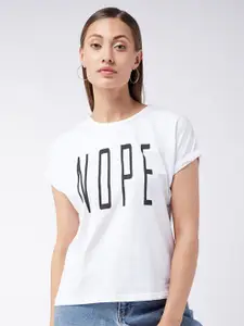 The Roadster Lifestyle Co. White Typography Printed Pure Cotton Relaxed Fit T-Shirt