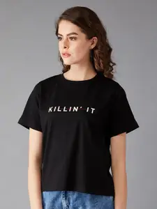 The Roadster Lifestyle Co. Typography Printed Pure Cotton Relaxed-Fit T-Shirt