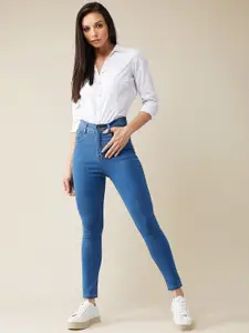 The Roadster Lifestyle Co. Express Yourself Blue Women High-Rise Skinny-Fit Jeans