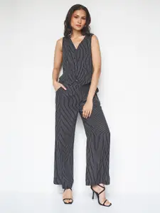 AND Striped V-Neck Top With Trousers