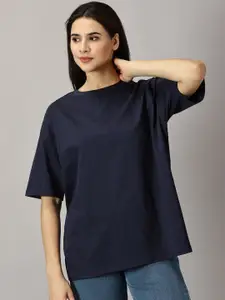 THE HOLLANDER Drop Shoulder Sleeves Cotton Oversized T-shirt