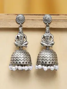 OOMPH Oxidised Artificial Stones Studded Jhumkas
