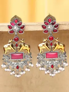 OOMPH Artificial Stones Studded & Beads Beaded Contemporary Drop Earrings