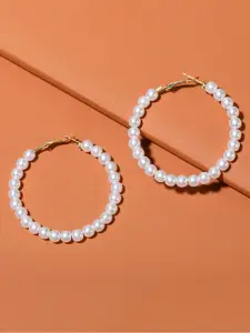 OOMPH Artificial Beads Studded Hoop Earrings
