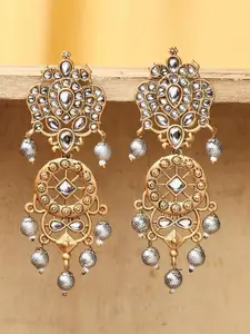 OOMPH Kundan Studded Circular Drop Earrings