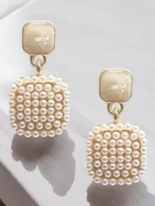 OOMPH Pearls Beaded Square Drop Earrings
