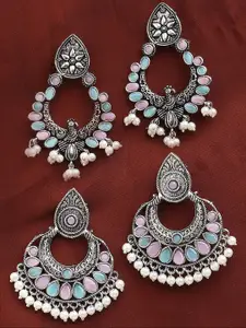 OOMPH Set of 2 Artificial Stones and Beads Oxidised Chandbalis