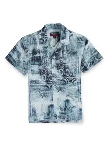 Gini and Jony Boys Floral Short Sleeves Spread Collar Cotton Opaque Printed Casual Shirt