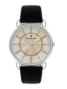Franktime Men Embellished Dial & Leather Straps Analogue Watch FT-0044 S
