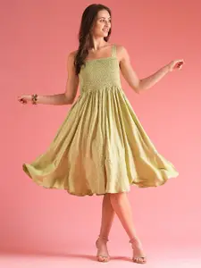 Globus  Smocked Fit & Flare Midi Dress