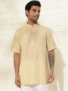 Fabindia Striped Mandarin Collar Straight Kurta