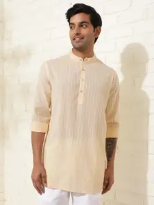 Fabindia Mandarin Collar Long Sleeves Cotton Short Kurta