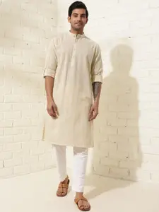 Fabindia Striped Mandarin Collar Straight Kurta