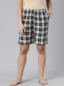 Kryptic Women Checked Mid-Rise Relaxed Fit Lounge Shorts