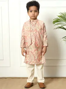 Readiprint Boys Floral Printed Regular Pure Silk Kurta with Pyjamas