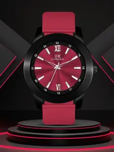 IIK COLLECTION Men Maroon Round Dial Adjustable Flexible Silicon Strap Watch