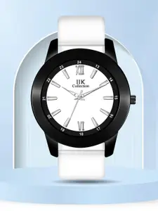 IIK COLLECTION Men White Round Dial Adjustable Flexible Silicon Strap Watch for Men