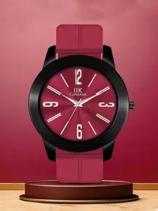IIK COLLECTION Men Maroon Round Dial Adjustable Flexible Magnetic Lock Silicon Strap Watch