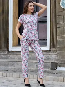 Siya Fashion Printed T-shirt With Trousers Co-Ords