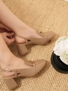 SCENTRA Textured Backstrap Block Heel Mules