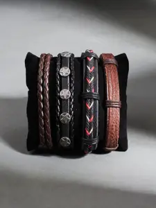 SALTY Men Set Of 4 Leather Wraparound Bracelets