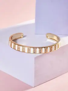 SALTY Gold-Plated Stone Studded Cuff Bracelet