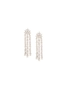 RATNAVALI JEWELS Silver-Plated American Diamond-Studded Classic Drop Earrings