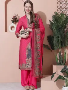 Stylee LIFESTYLE Floral Printed Pure Silk Unstitched Dress Material