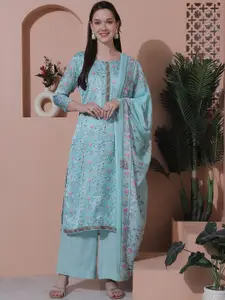 Stylee LIFESTYLE Floral Printed Satin Unstitched Dress Material