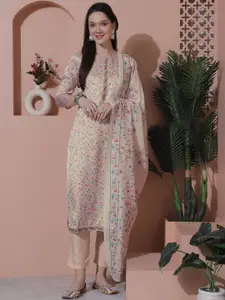 Stylee LIFESTYLE Floral Printed Satin Unstitched Dress Material